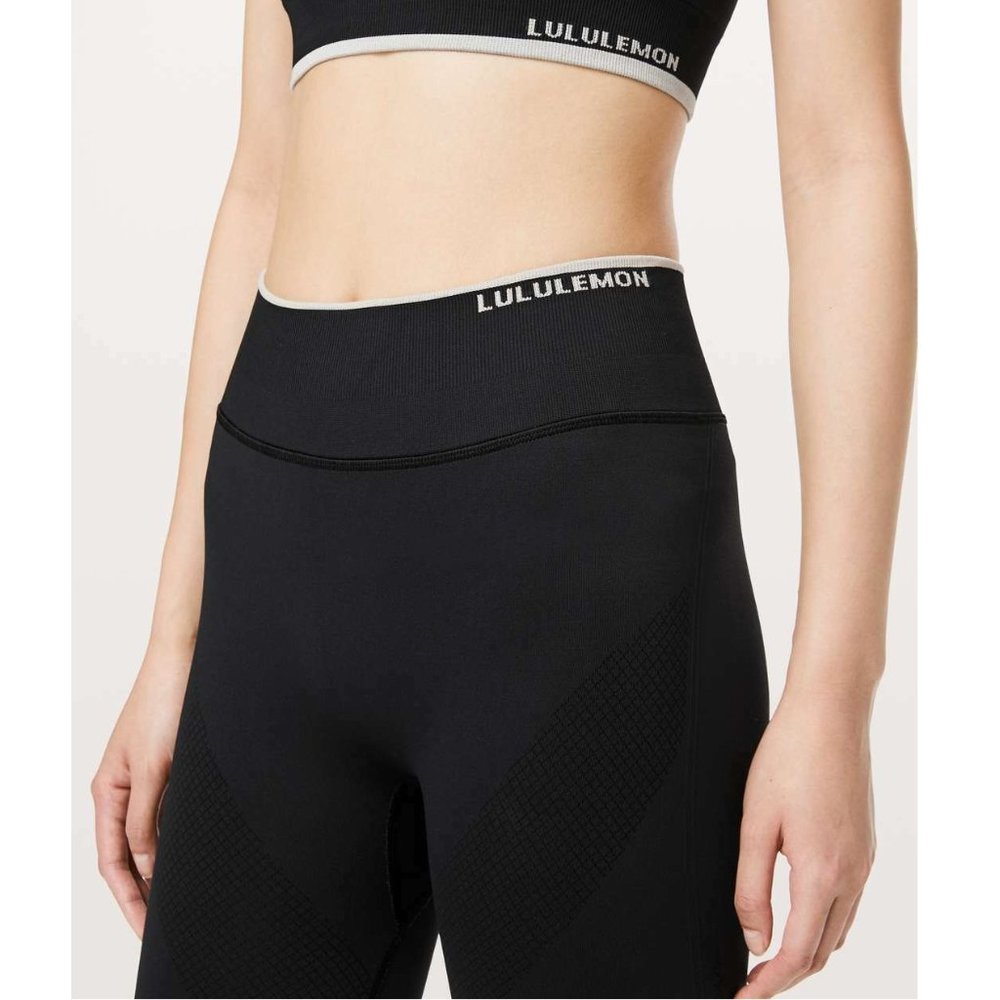 Lululemon Iconic Sweat Tight 28" / Size 4 / Black Ocean Mist Seamless High Rise